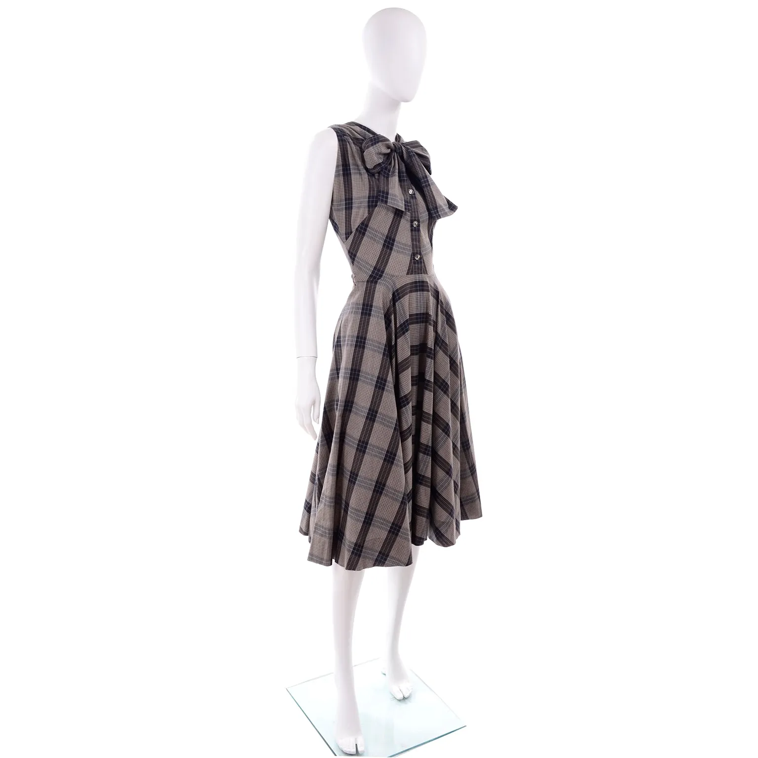 Claire McCardell 1950s Rare Vintage Plaid Sleeveless Day Dress