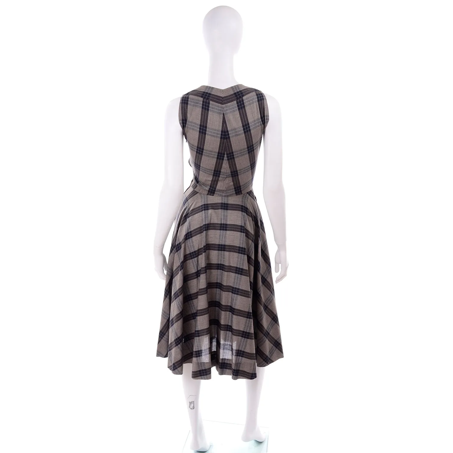 Claire McCardell 1950s Rare Vintage Plaid Sleeveless Day Dress