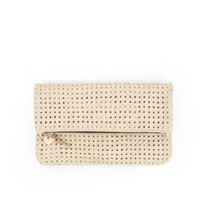 Clare V. - Foldover Clutch with Tabs in Cream Rattan