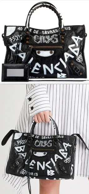 Classic City Graffiti Leather Shoulder Bag