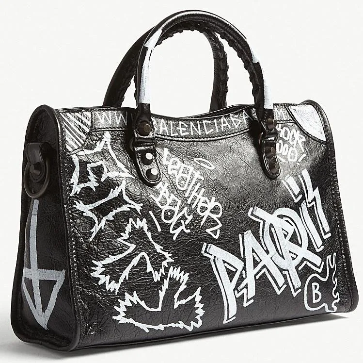 Classic City Graffiti Leather Shoulder Bag