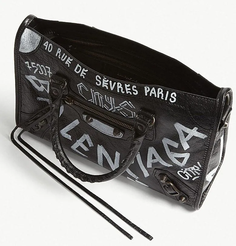 Classic City Graffiti Leather Shoulder Bag