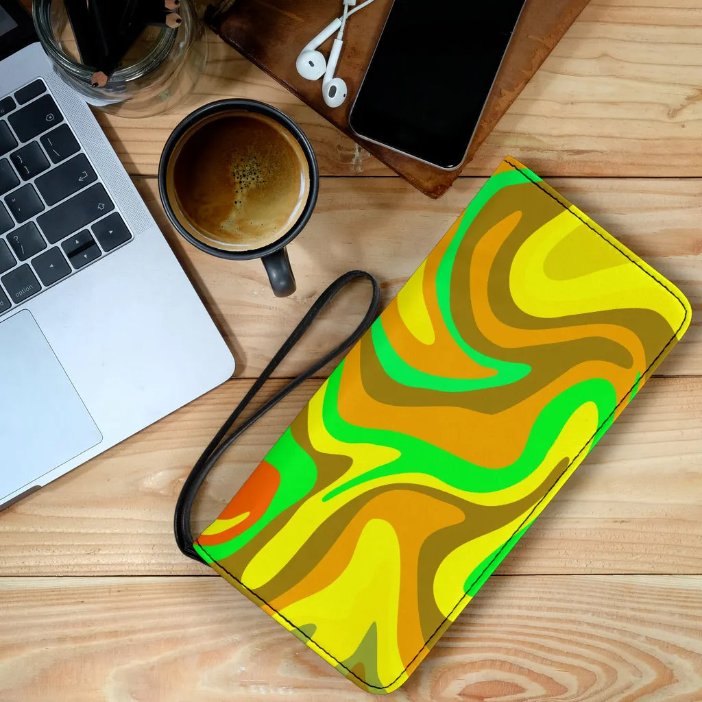 Clutch Purse - Brown and Yellow Swirl