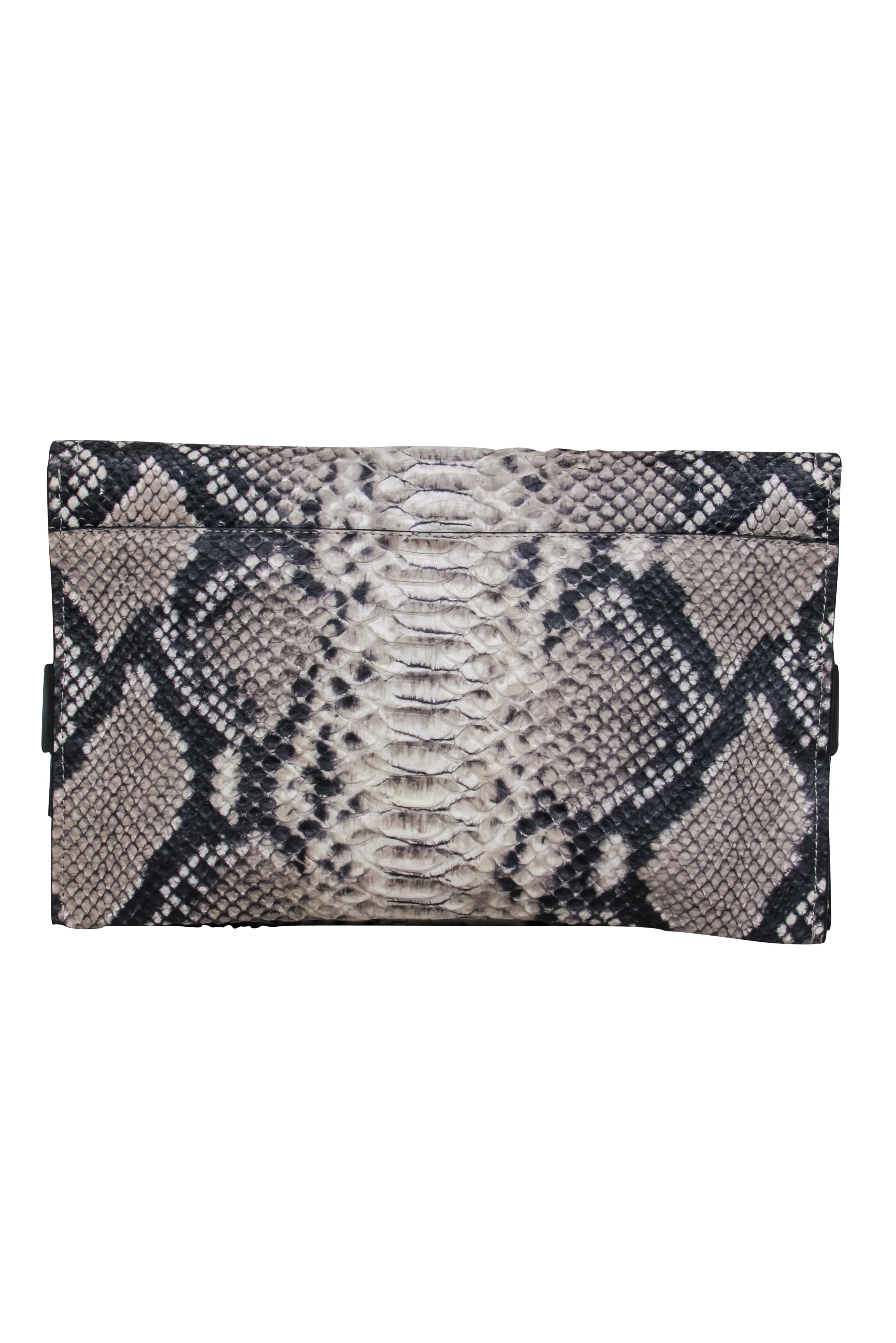 Coach - Black & Tan Snakeskin Foldover Clutch