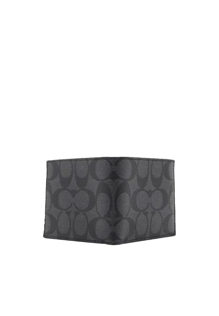 Coach ID Bill Wallet Signature PVC In Charcoal Black 66551