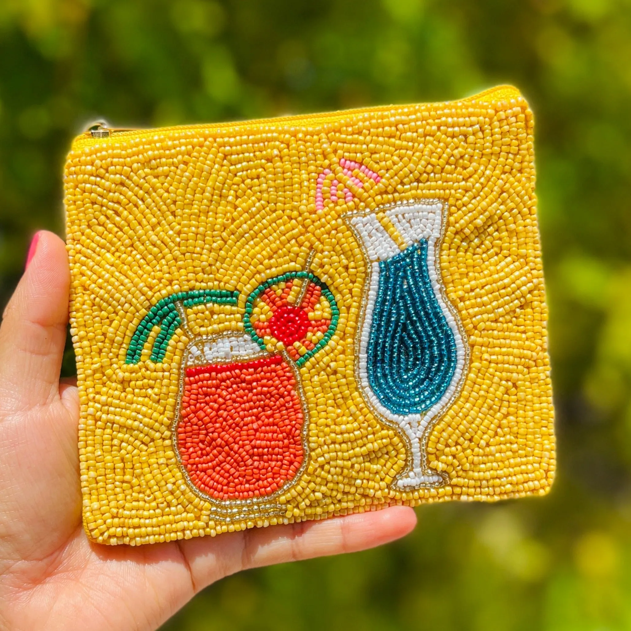 Cocktails Beaded Coin Purse