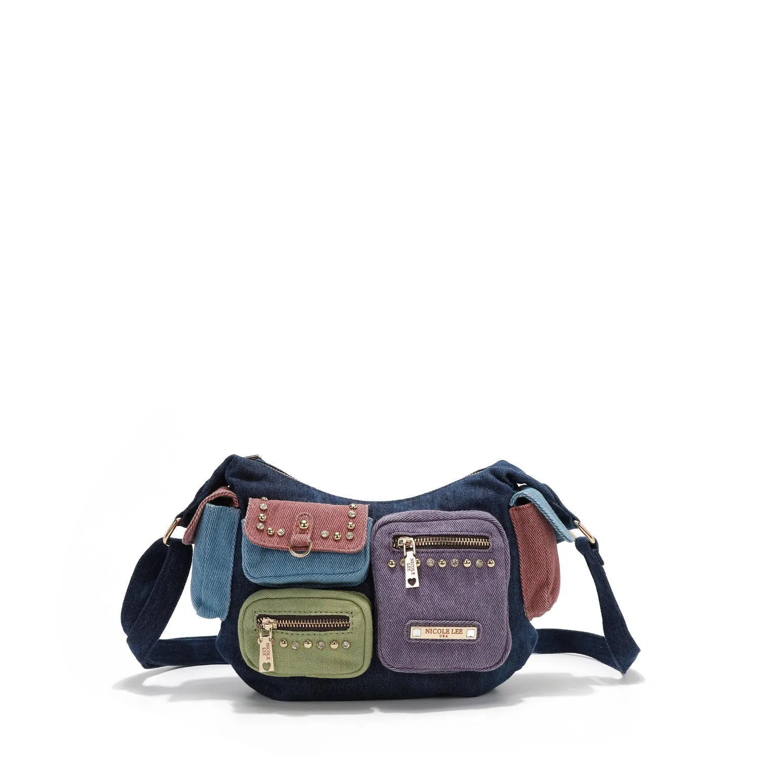 COLOR BLOCK DENIM CROSSBODY