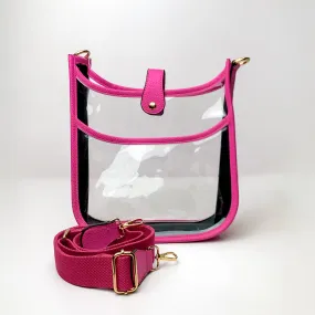 Crossbody Clear Travel Purse in Fuchsia Pink