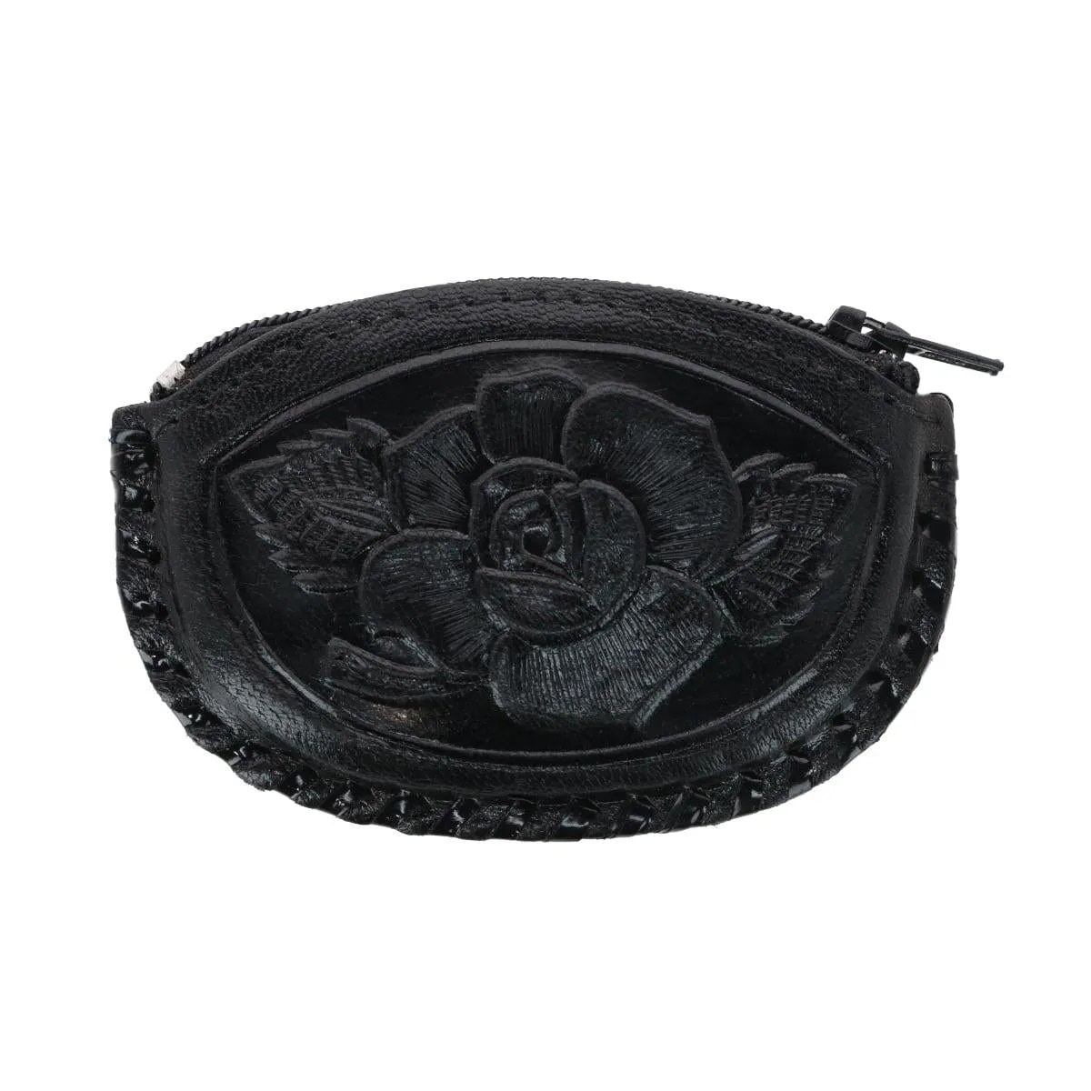 CTM® Women's Leather Embossed Coin Purse