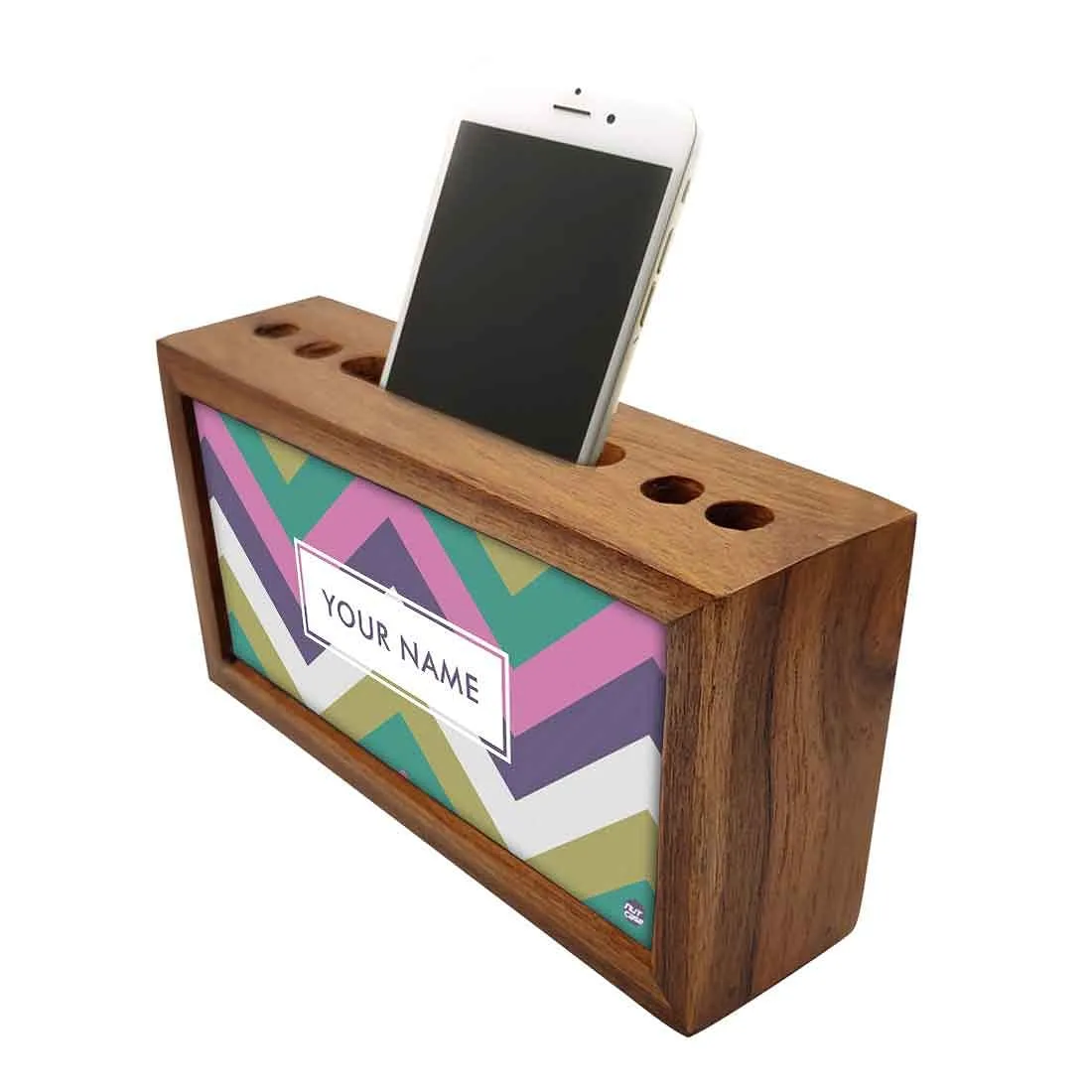 Custom Wooden pen organizer Mobile Stand - Chevron