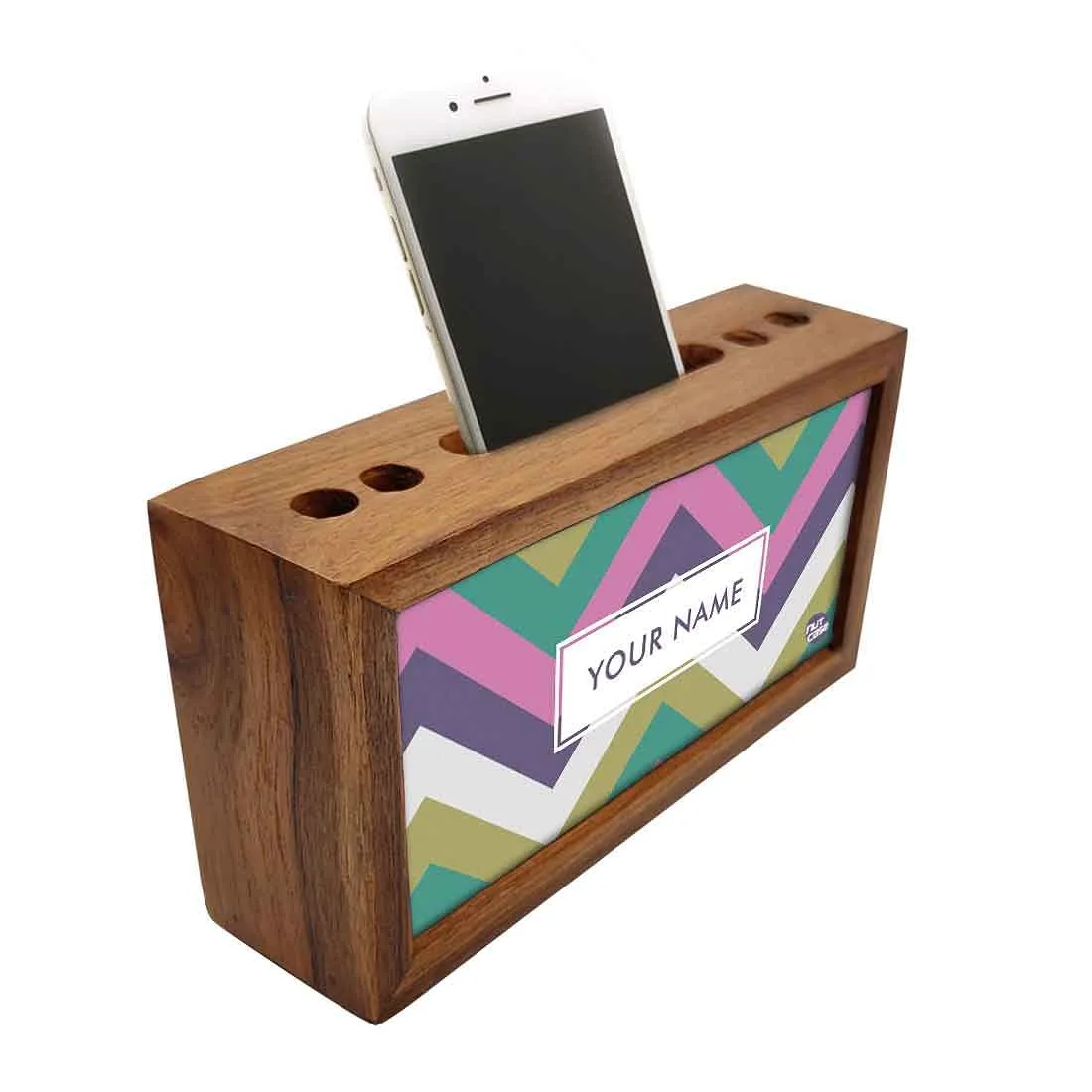 Custom Wooden pen organizer Mobile Stand - Chevron