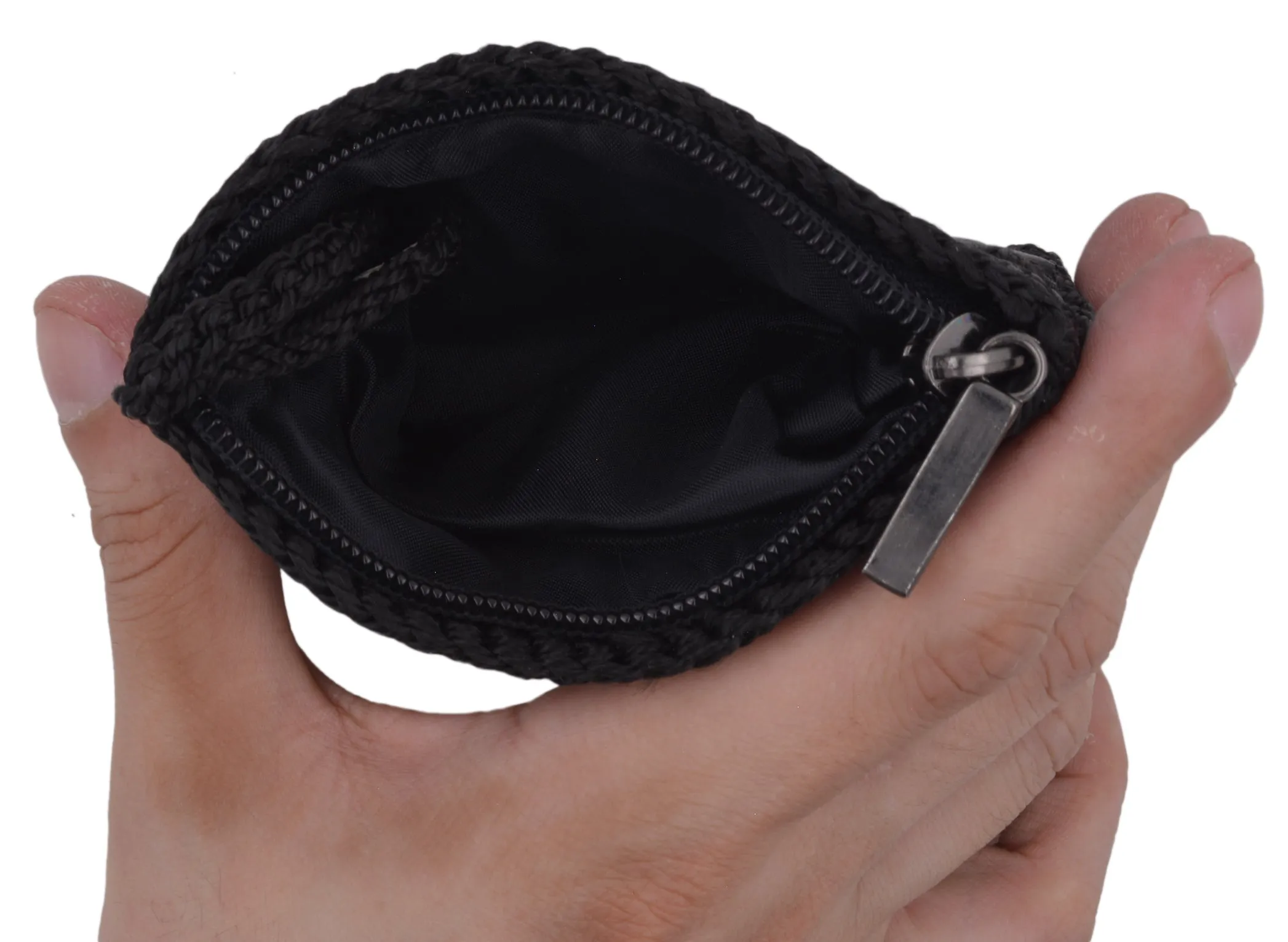 Cute Ladies Genuine Leather Black Coin Change Purse With Stitching