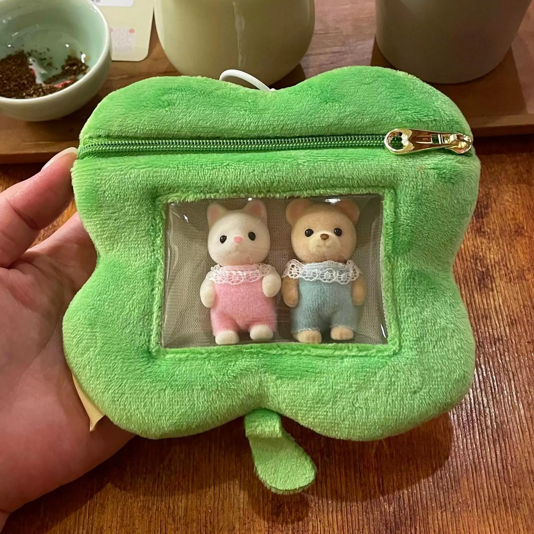 Cute Plush Coin Purse Transparent Keychain Bag