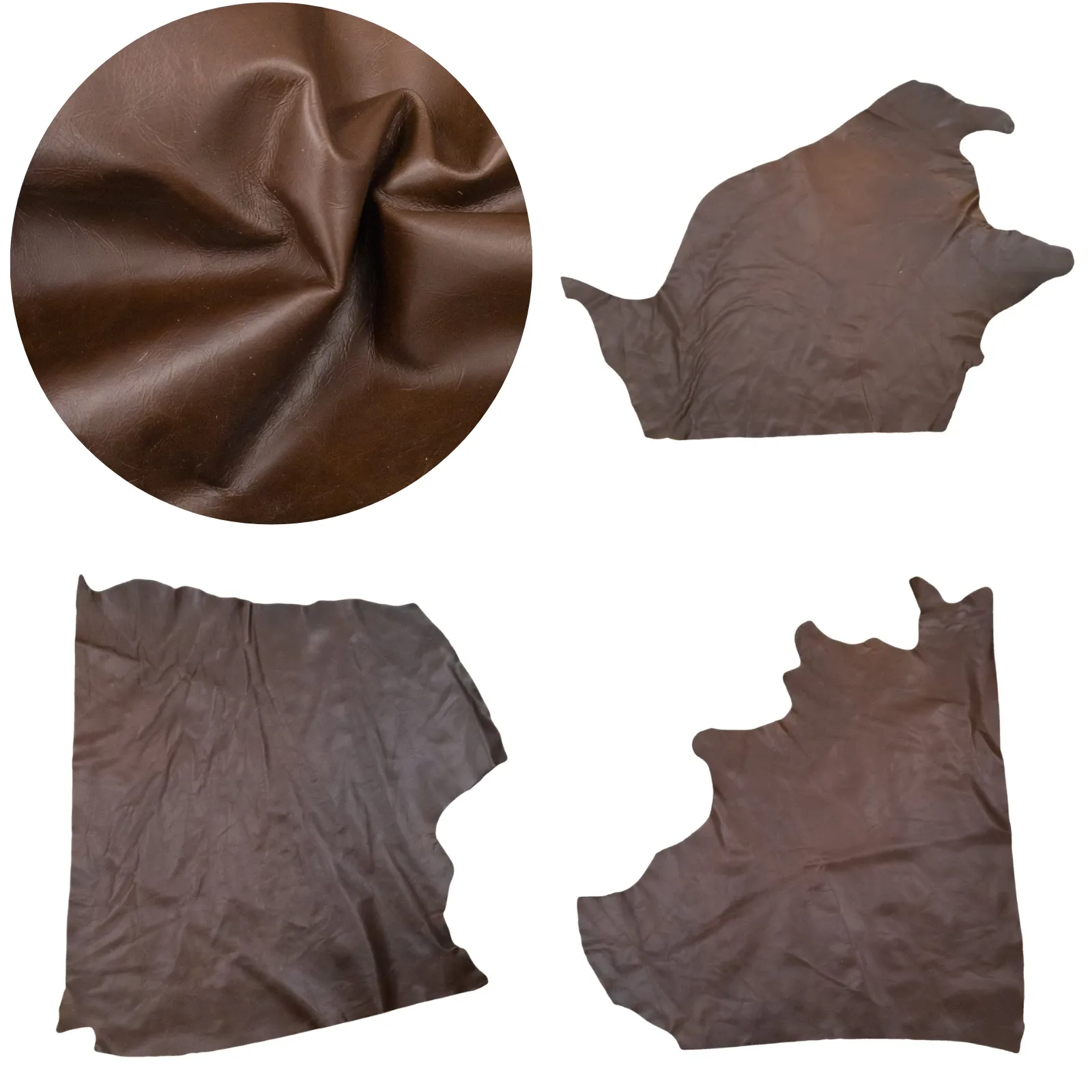 Dark Brown, 2-4 oz, 3-10 Sq Ft, Upholstery Cow Project Pieces