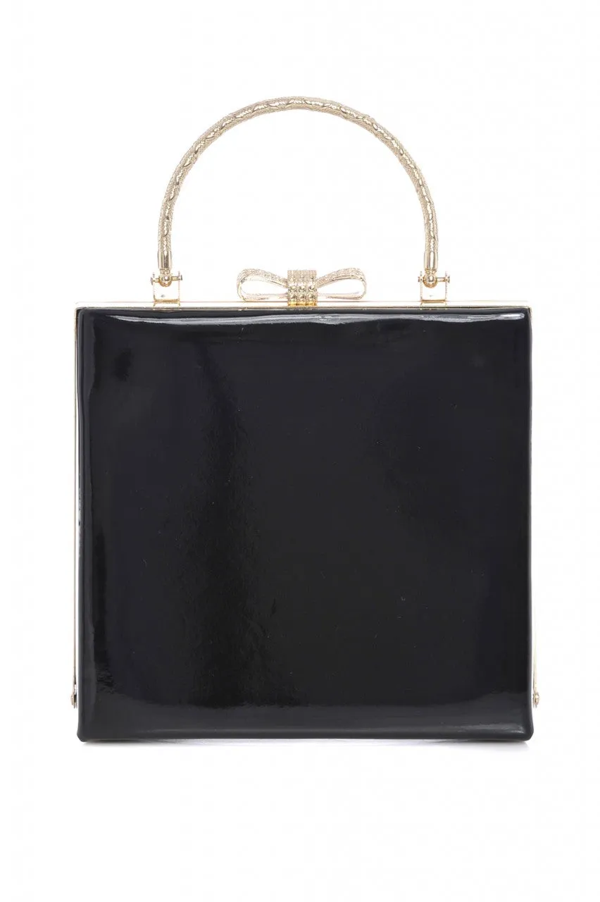 Detailed Handle  Patent Clutch Bag