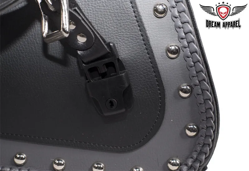 Dream Apparel Studded PVC Motorcycle Saddlebag With Gun Holsters