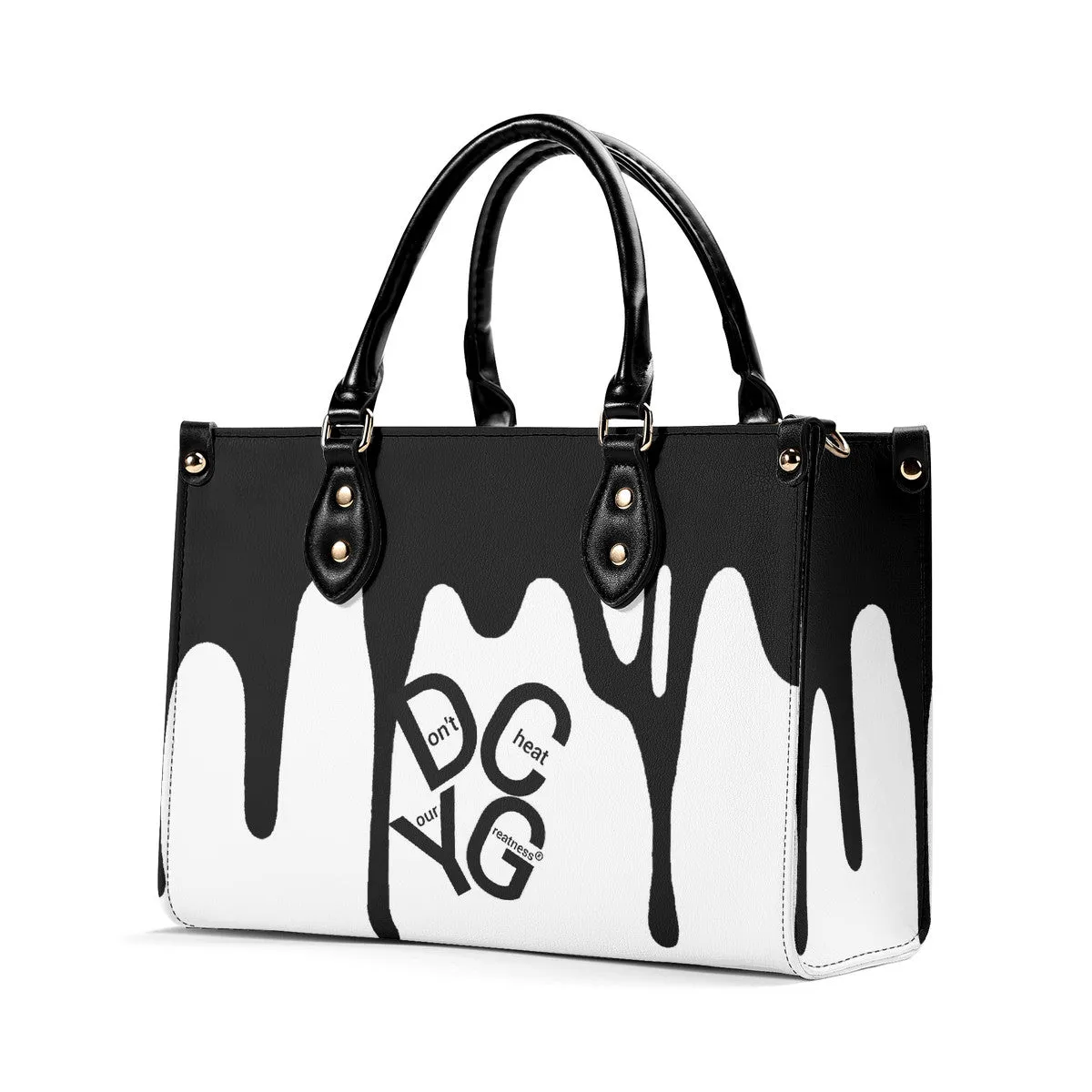 DRIP LO Black Logo & White Multiple Sizes Upgraded Luxury Women PU Leather Handbag