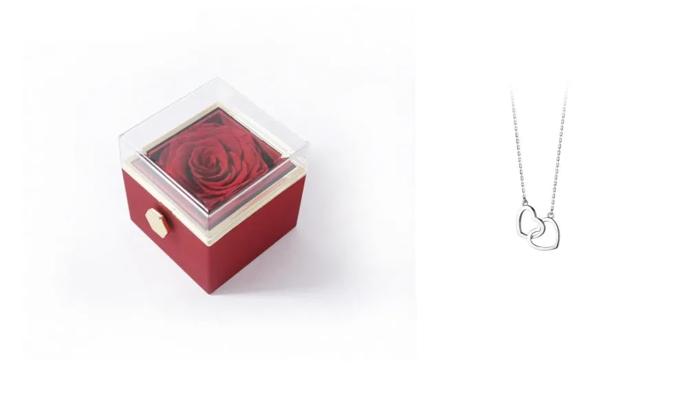 Elegant Acrylic Rotating Rose Jewelry Box – A Timeless Keepsake