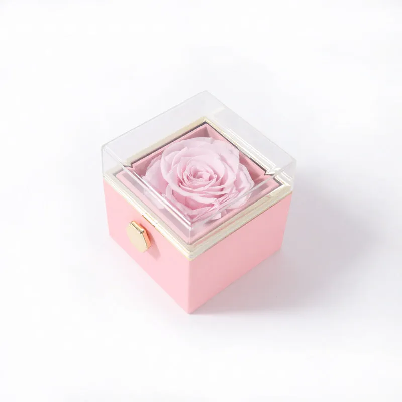 Elegant Acrylic Rotating Rose Jewelry Box – A Timeless Keepsake