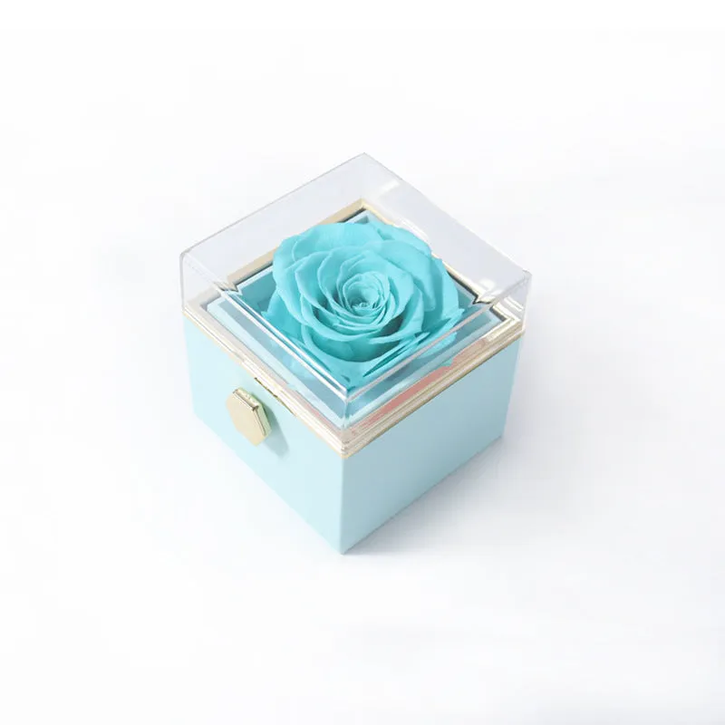 Elegant Acrylic Rotating Rose Jewelry Box – A Timeless Keepsake