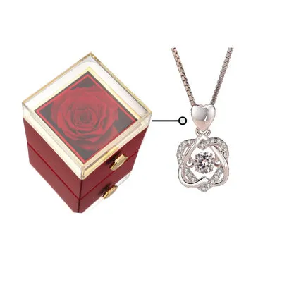 Elegant Acrylic Rotating Rose Jewelry Box – A Timeless Keepsake