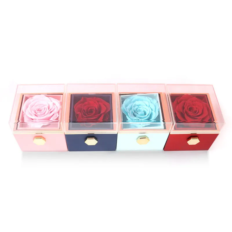 Elegant Acrylic Rotating Rose Jewelry Box – A Timeless Keepsake