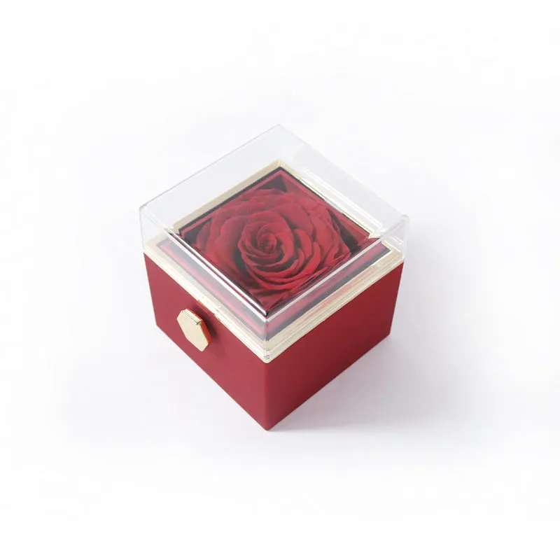 Elegant Acrylic Rotating Rose Jewelry Box – A Timeless Keepsake