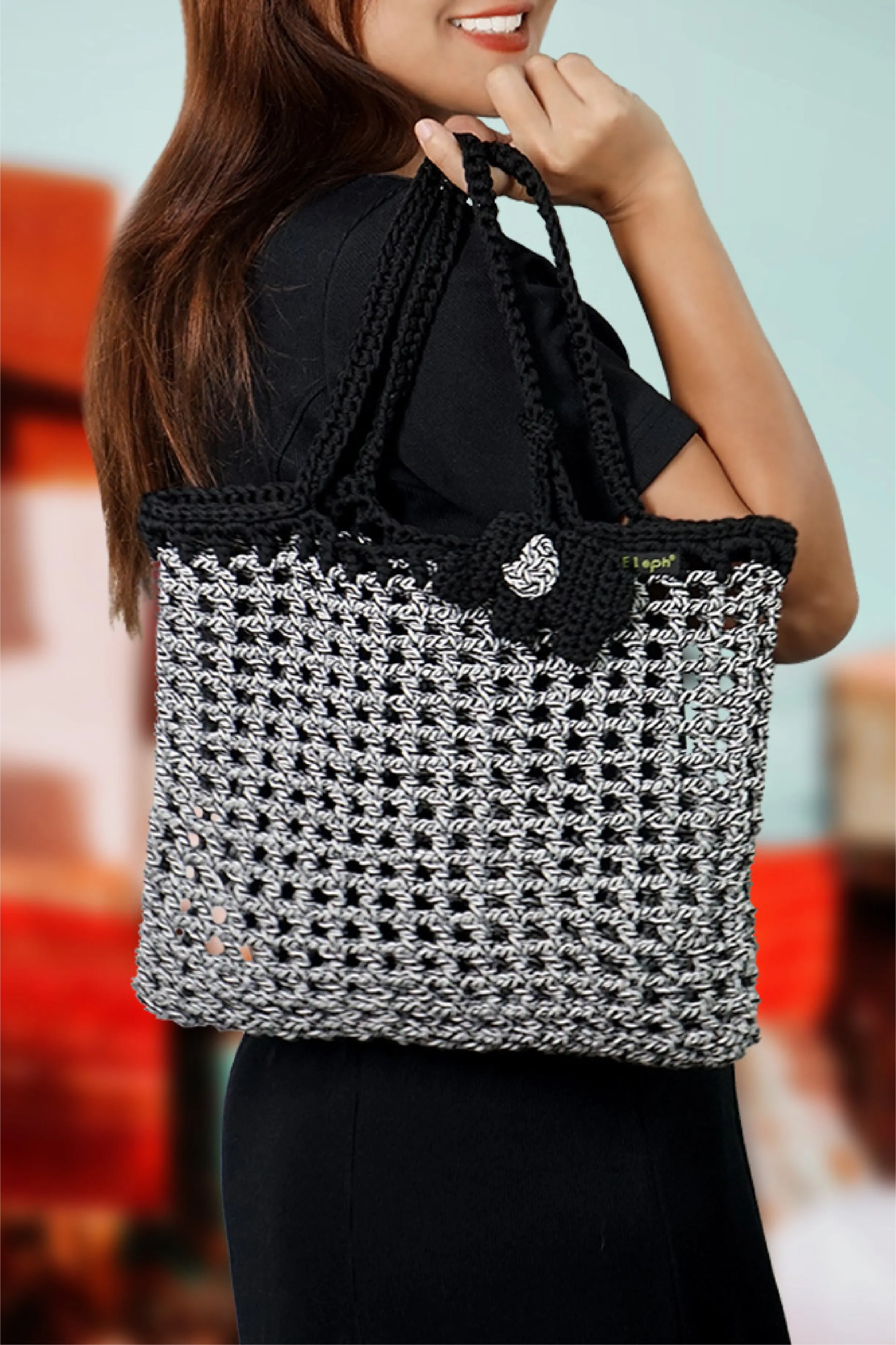 ELEPH MESH CROCHET BAG MULTI - L : Black