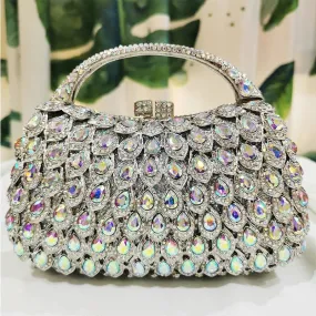 Evening Bag with Shimmering Diamond Detailing and Detachable Chain Strap