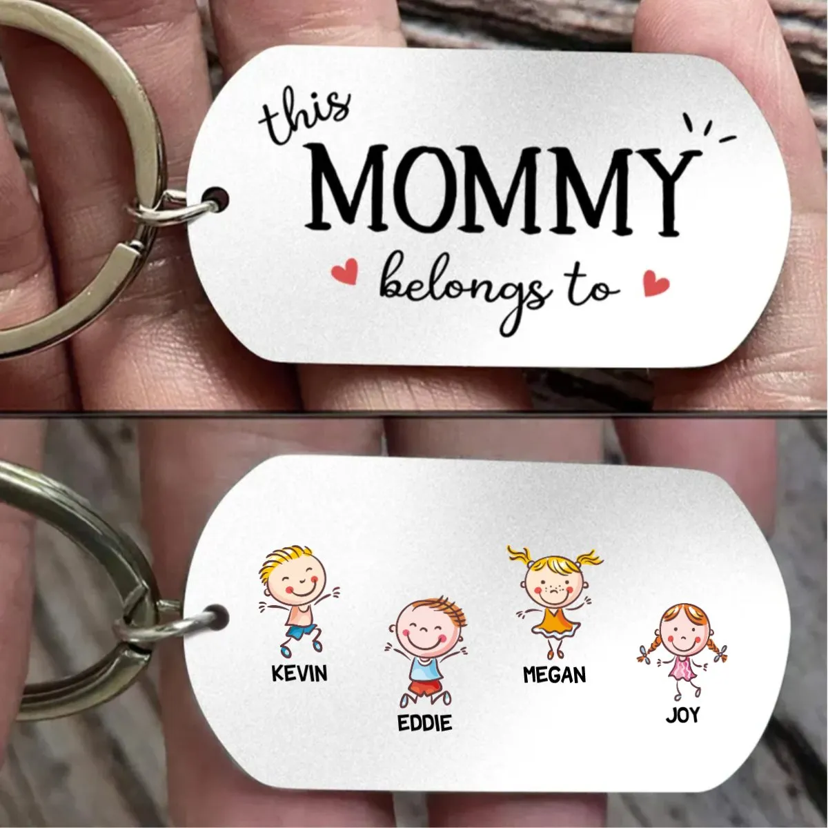 Family - Up to 7 Kids - This MOMMY Belongs To - Personalized Keychain