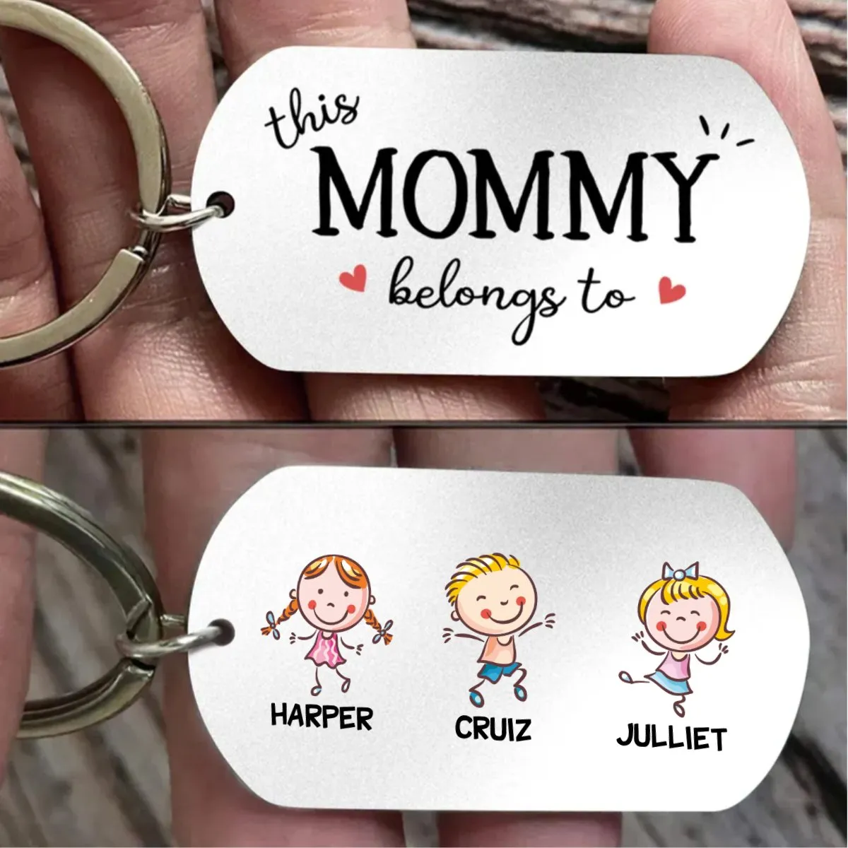 Family - Up to 7 Kids - This MOMMY Belongs To - Personalized Keychain