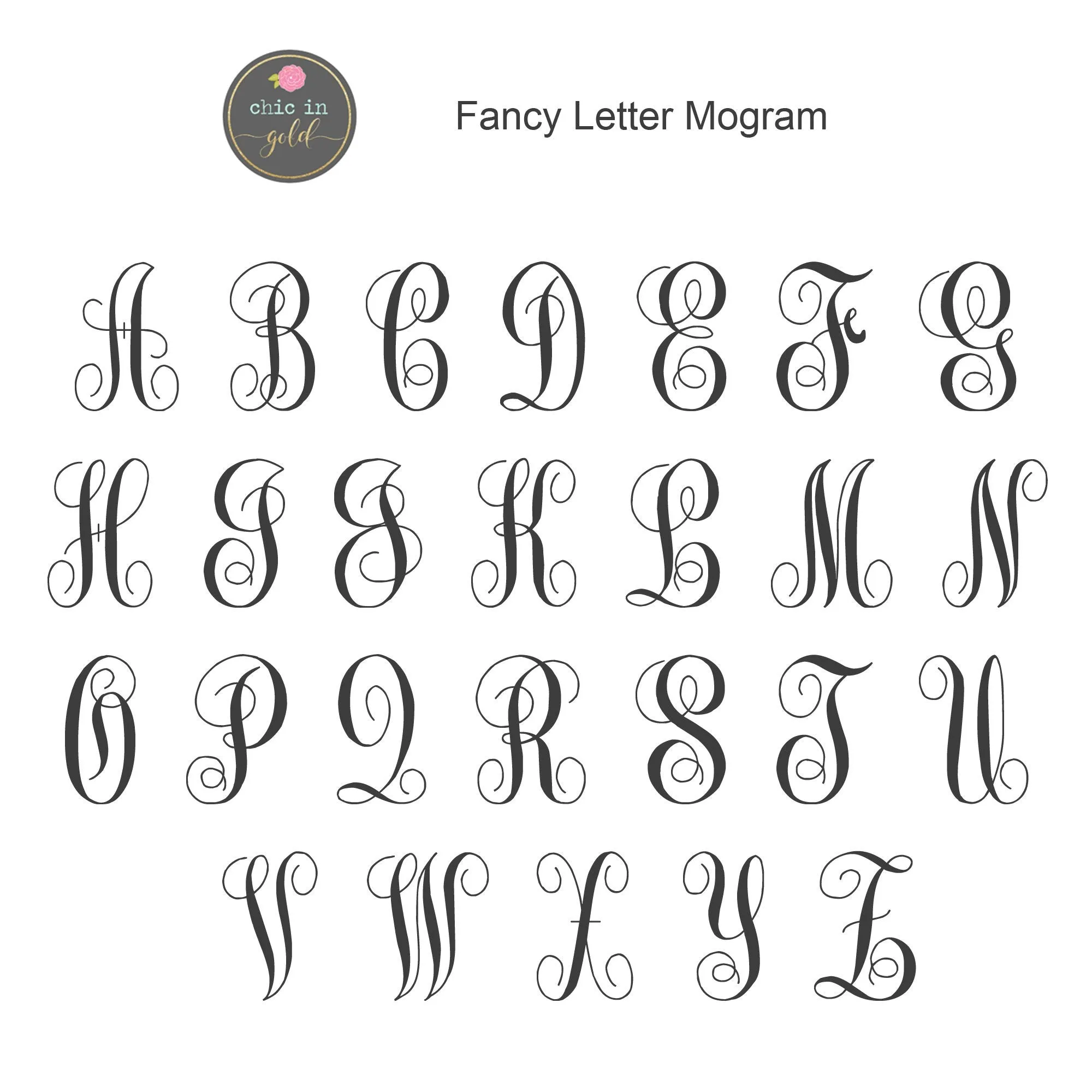 Fancy Letter Monogram Initial Necklace - CG450N. Starts at