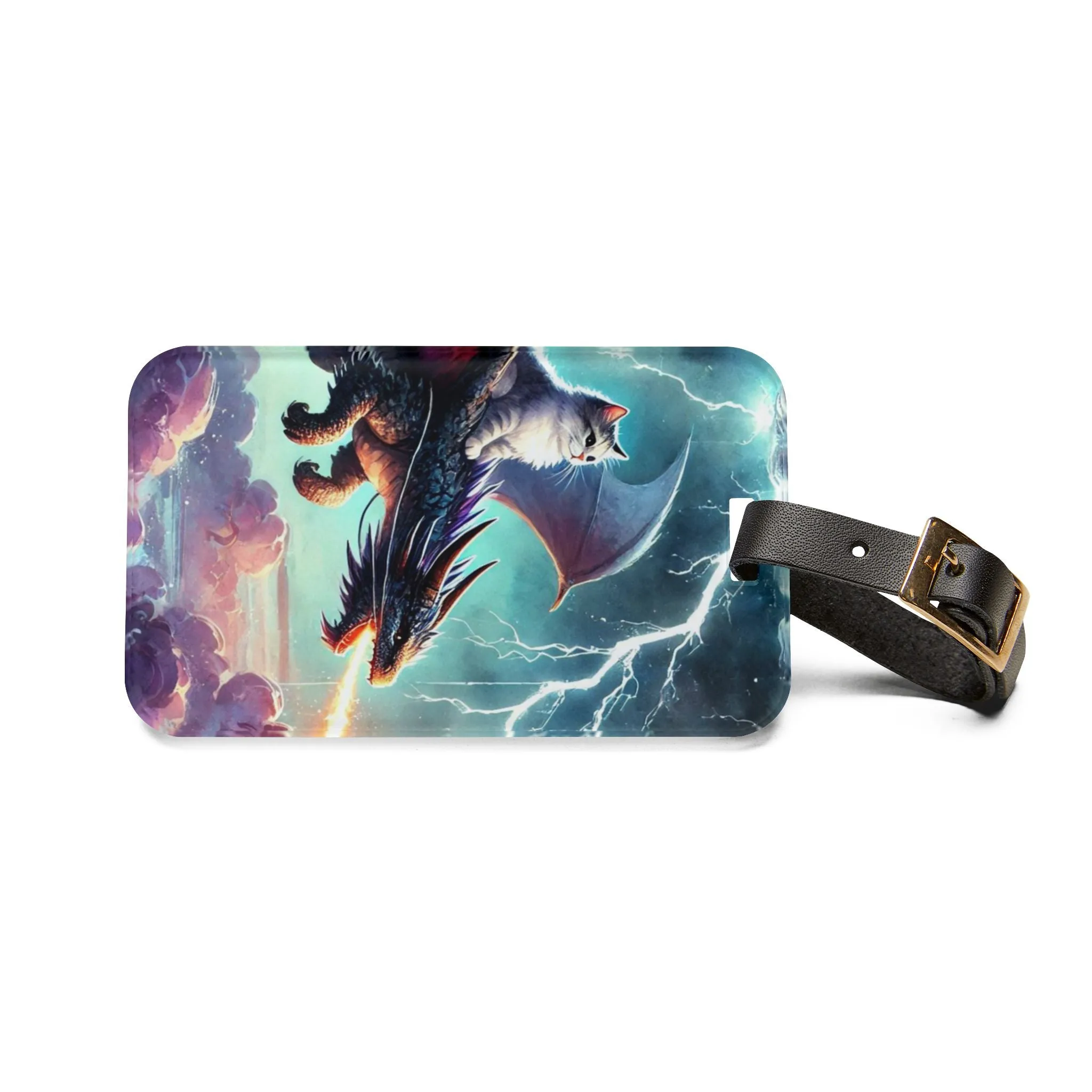 Fantasy Cat Dragon Rider - Luggage Tag - Travel Gift