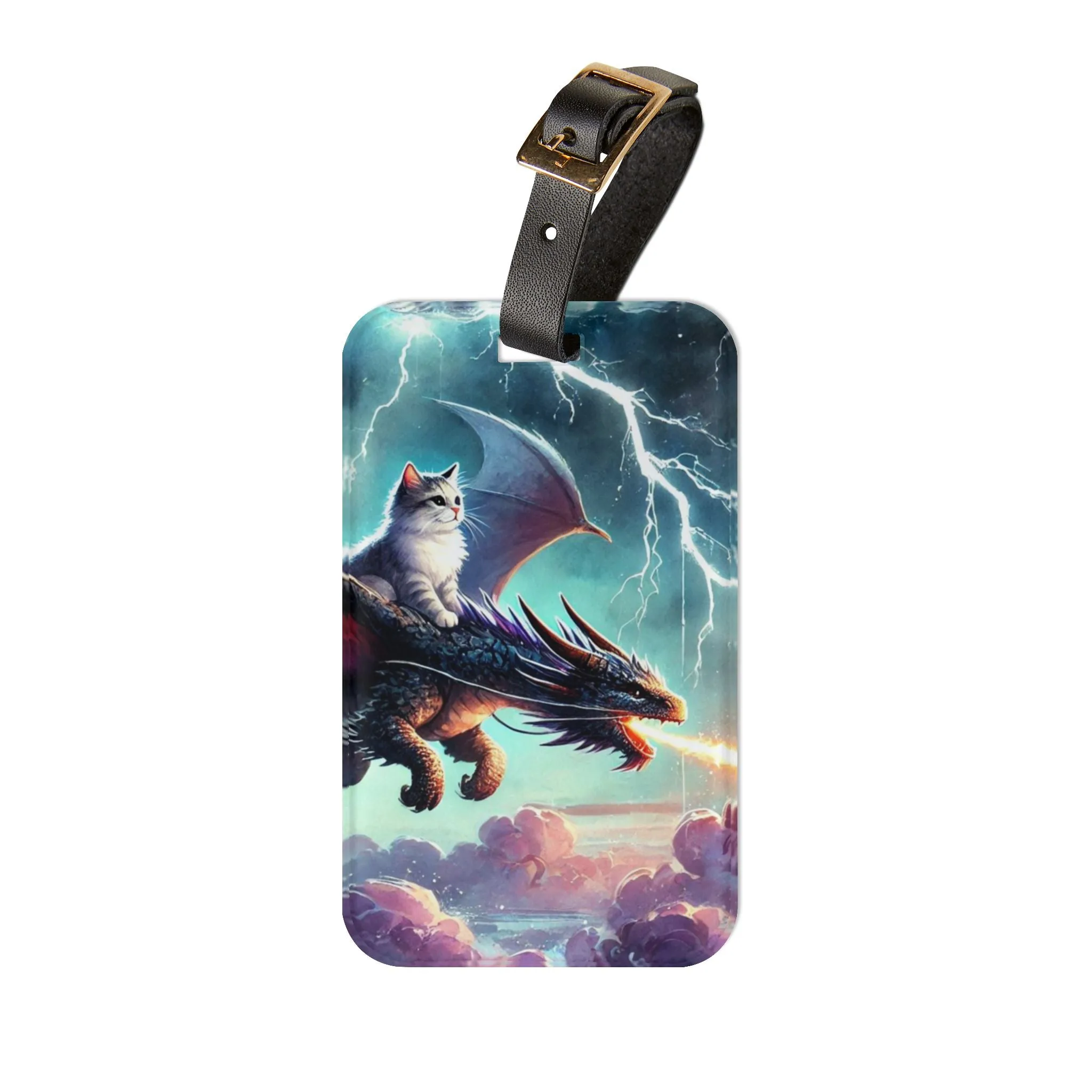 Fantasy Cat Dragon Rider - Luggage Tag - Travel Gift