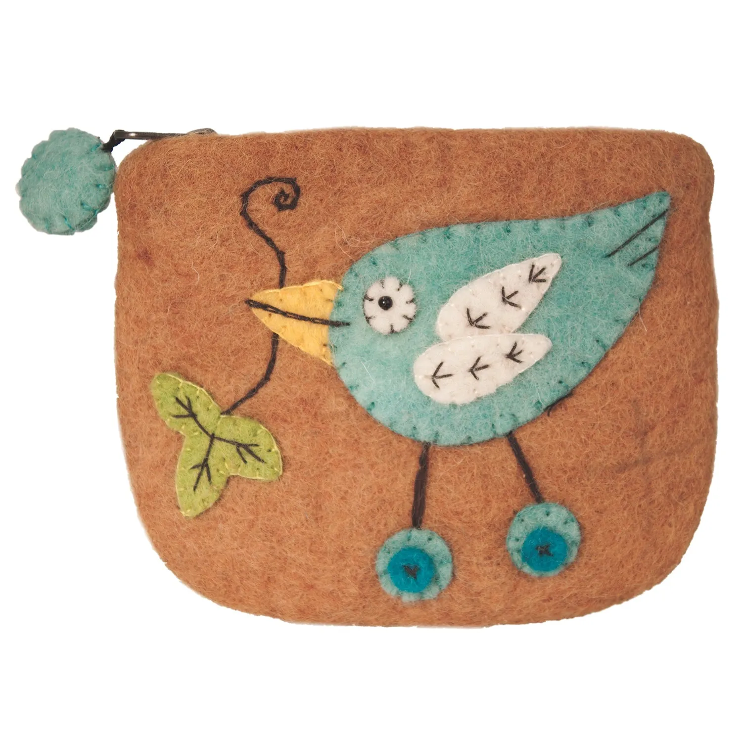 Felt Coin Purse Button Bird Wild Woolies