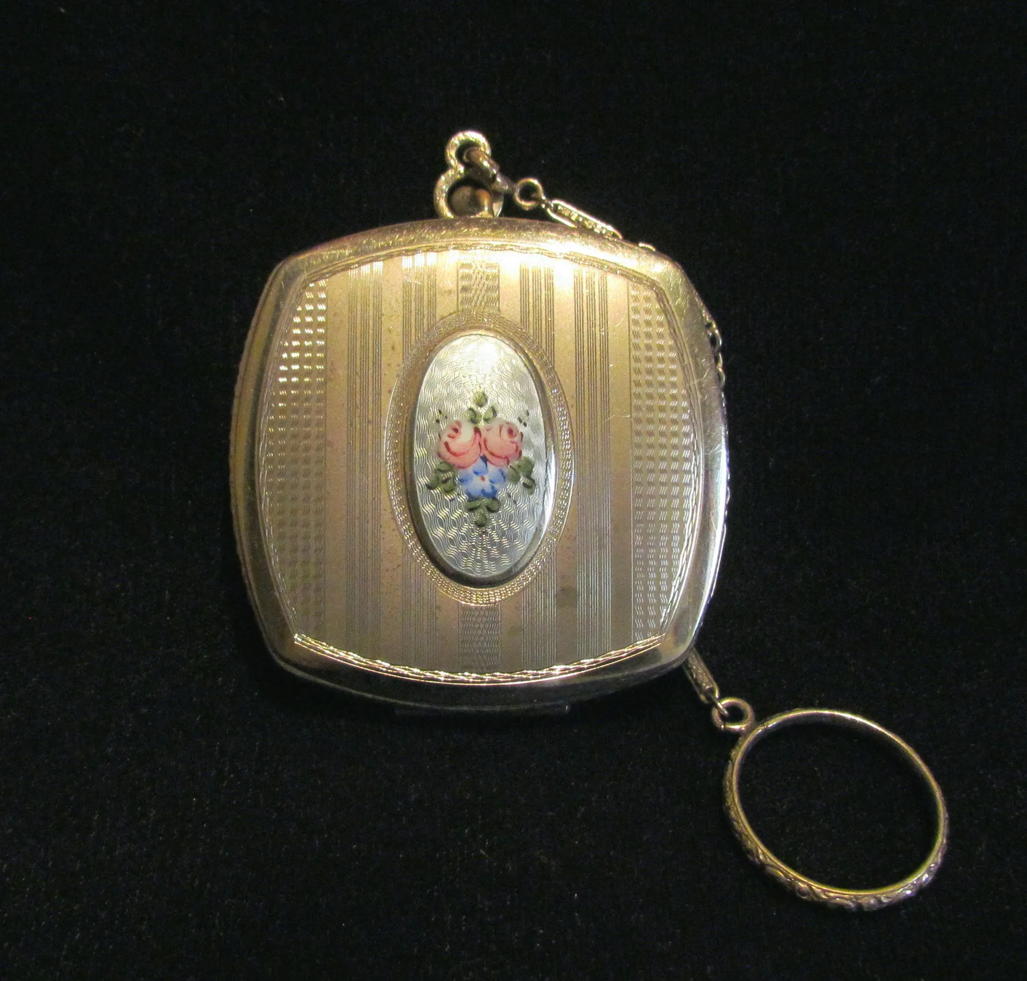 Finberg Guilloche Compact Finger Ring Purse Silver FMCO Dance Purse