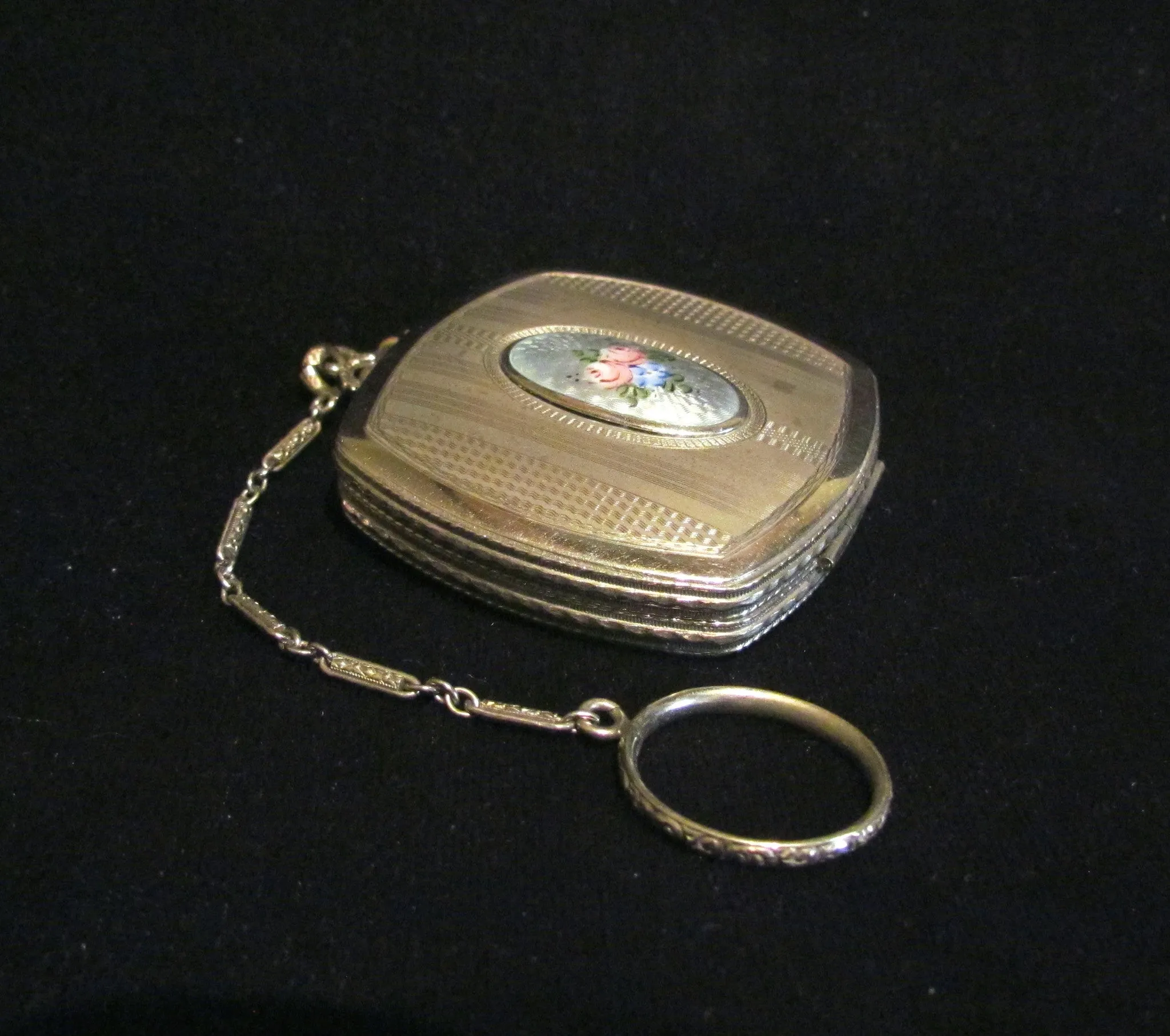 Finberg Guilloche Compact Finger Ring Purse Silver FMCO Dance Purse