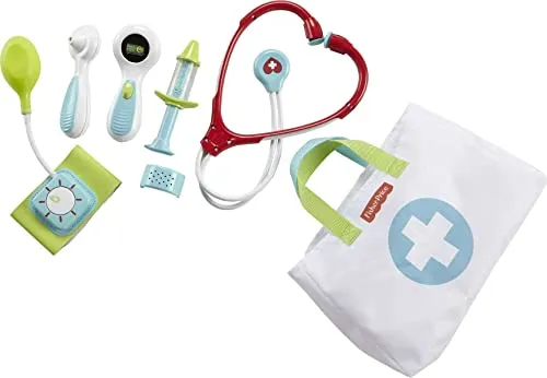 Fisher-Price Preschool Pretend Play Medical Kit 7-Piece Doctor Bag Dress Up Toys for Kids Ages 3  Years