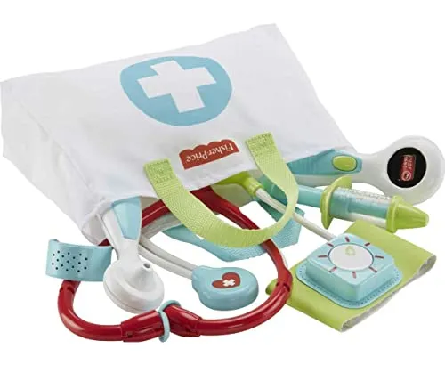 Fisher-Price Preschool Pretend Play Medical Kit 7-Piece Doctor Bag Dress Up Toys for Kids Ages 3  Years