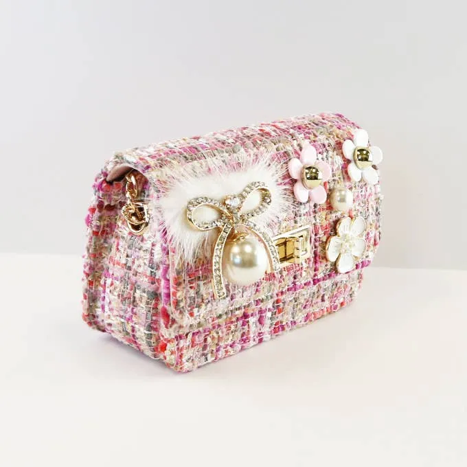 Floral & Bow Tweed Purse