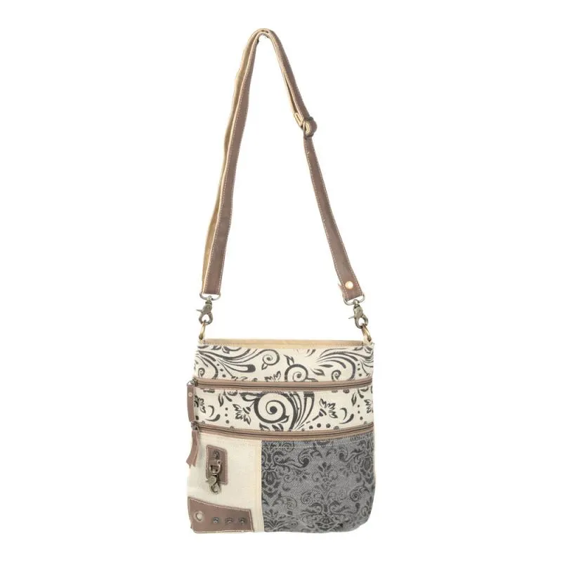 Floral Double Zipper Shoulder Bag