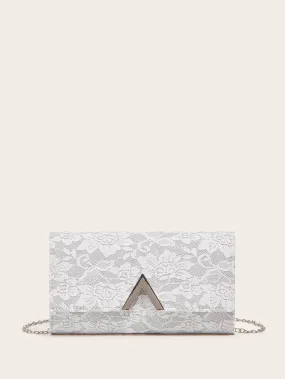 Floral Pattern V Cut Clutch Bag