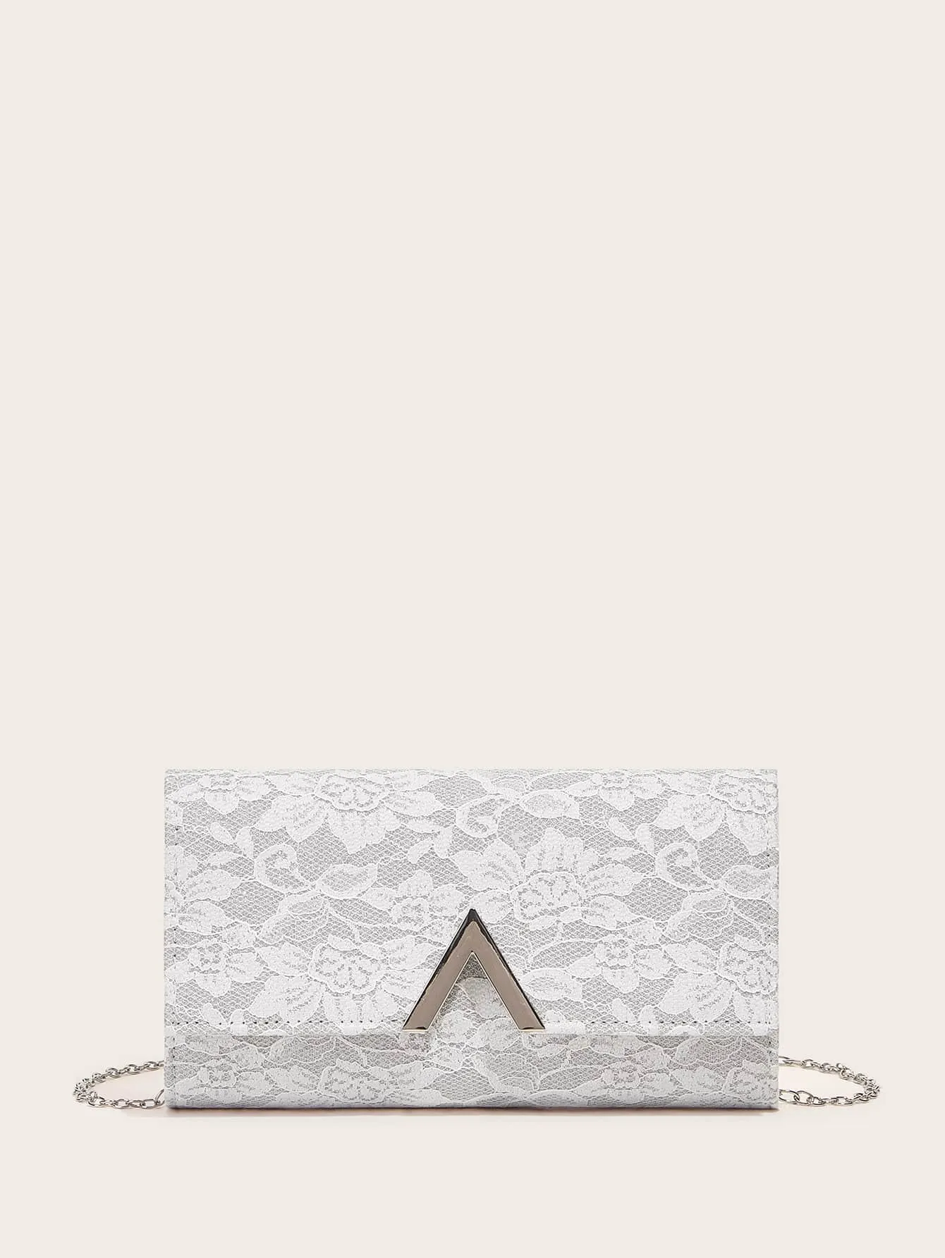 Floral Pattern V Cut Clutch Bag