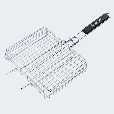 Folding BBQ Grill Vegetable Basket Non-Stick Rectangle Grilling Mesh