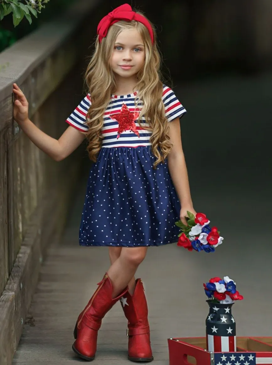 Girls 4th of July Sequin Star Dress