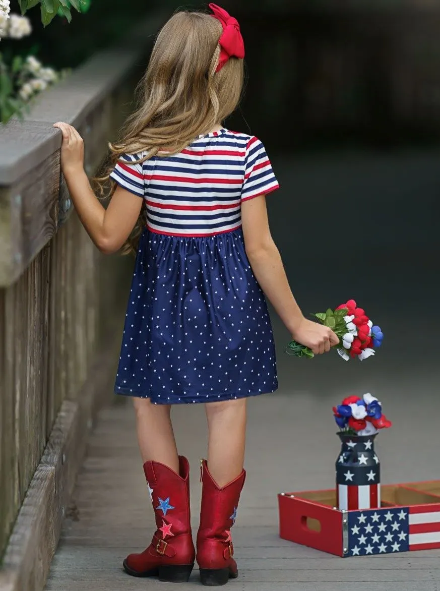 Girls 4th of July Sequin Star Dress