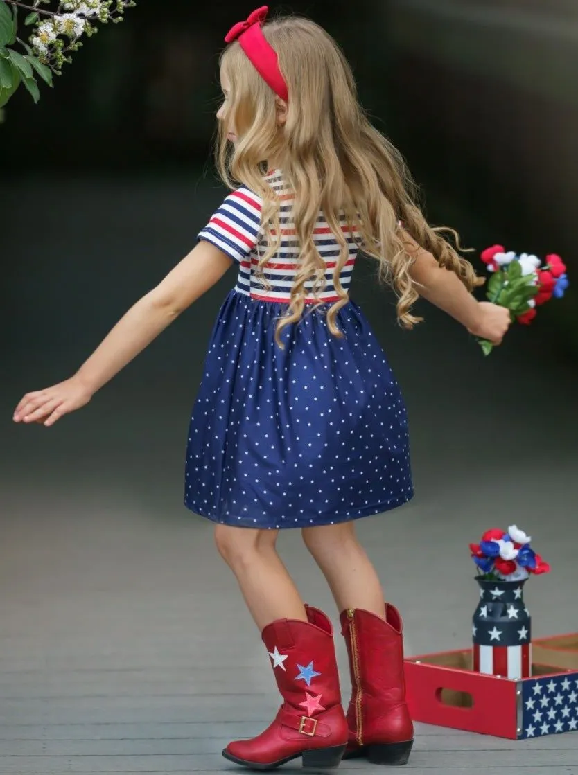 Girls 4th of July Sequin Star Dress