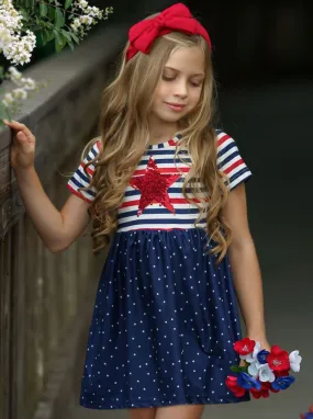 Girls 4th of July Sequin Star Dress