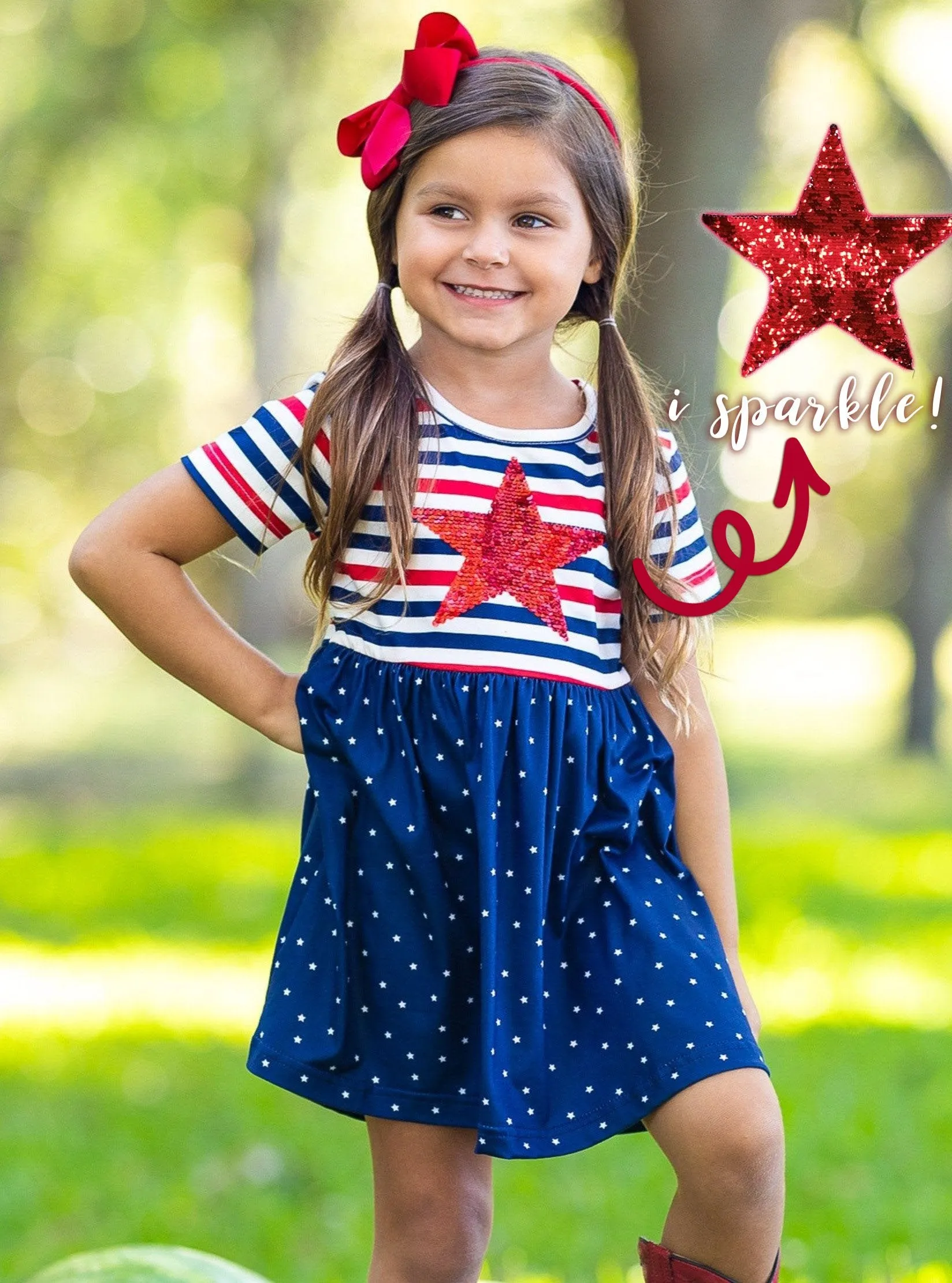 Girls 4th of July Sequin Star Dress