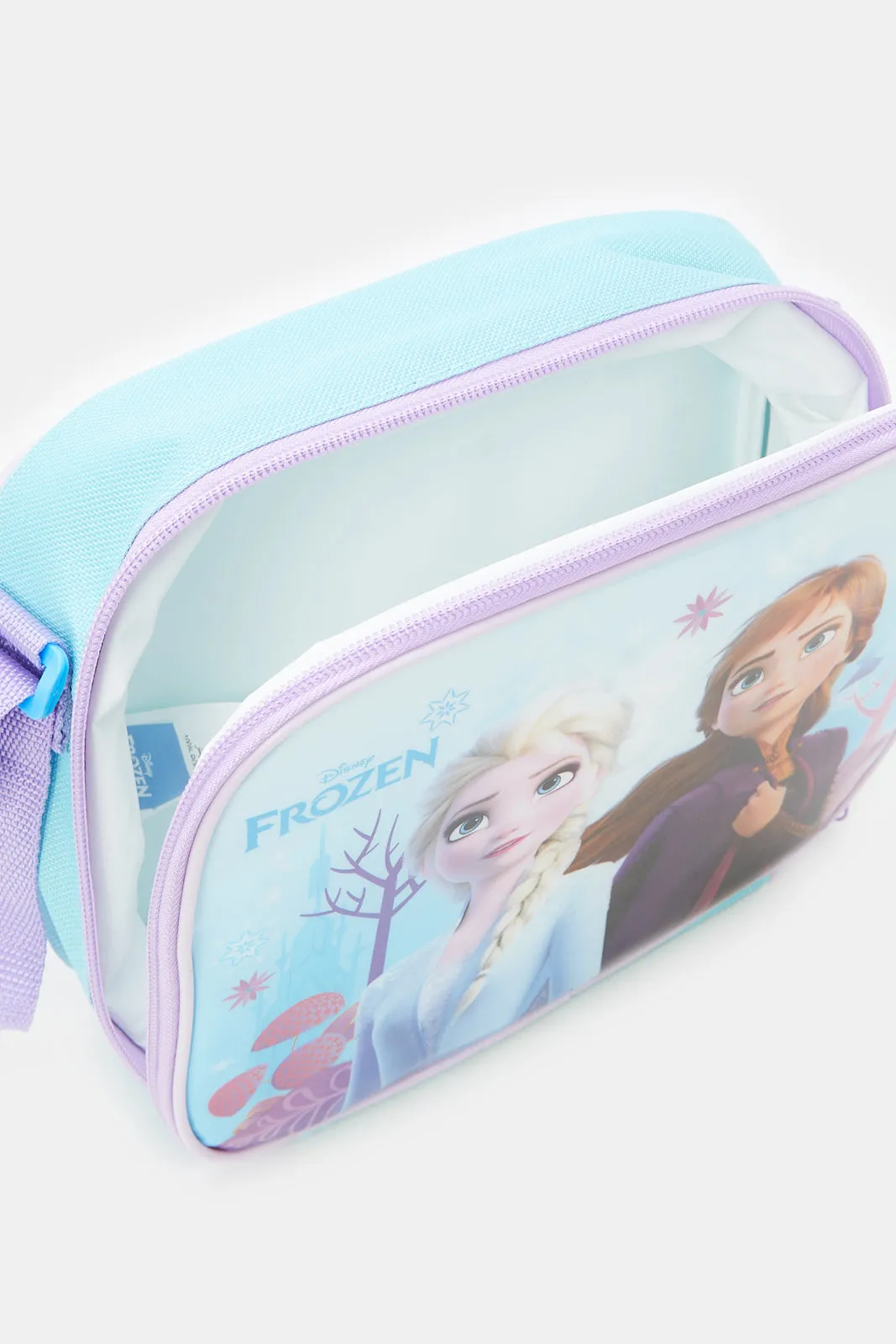 Girls Blue And Purple Frozen Print Trolley Set (5 Piece)